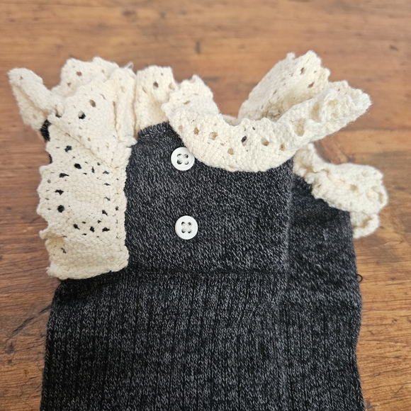Bit And Bridle Gray Knee High Socks with Crochet Lace Trim Detail Boot Socks - Picture 7 of 7